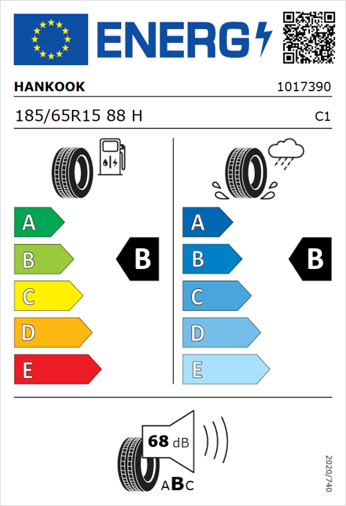 Tyre Label for Hankook Kinergy Eco 2 K435 185/65R15 88H
