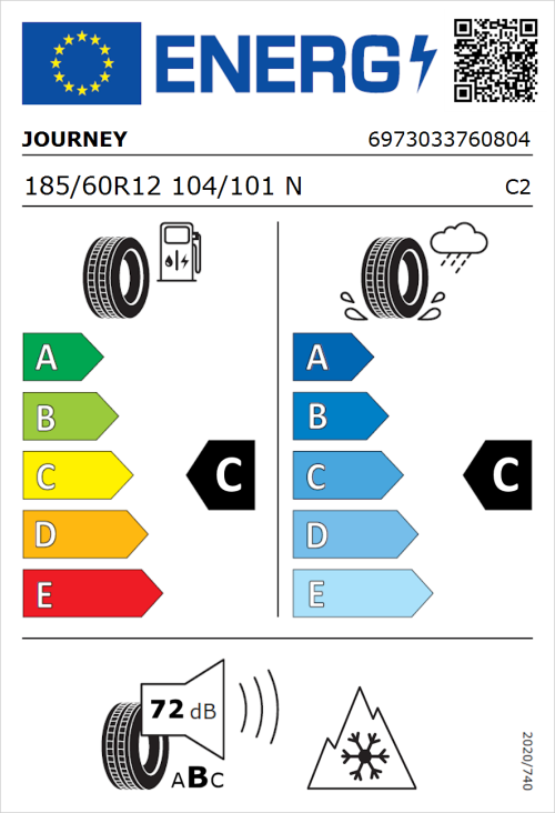 Tyre Label for Journey WR301 185/60R12 104/101N